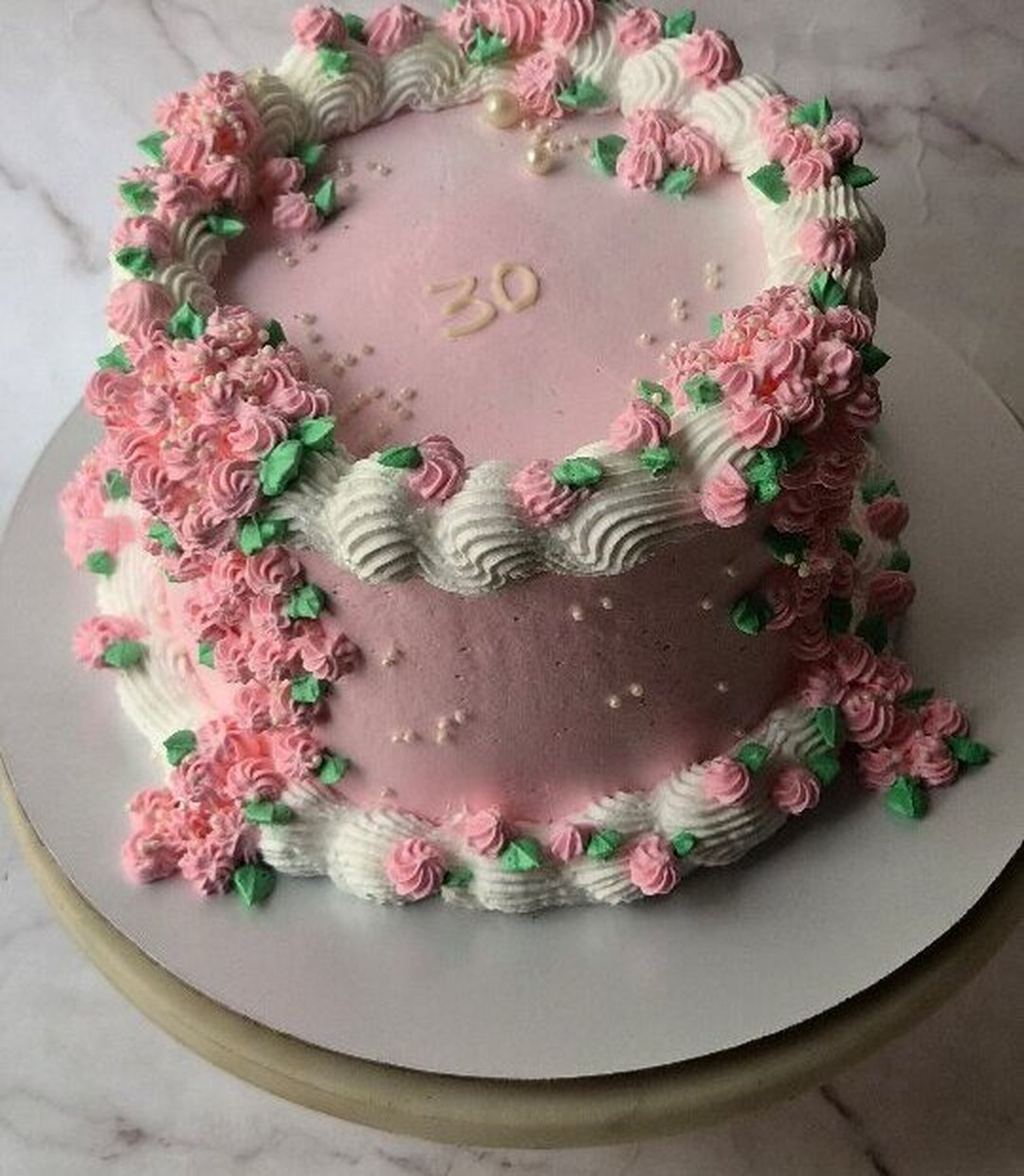 Komal's own birthday cake - pink floral piping